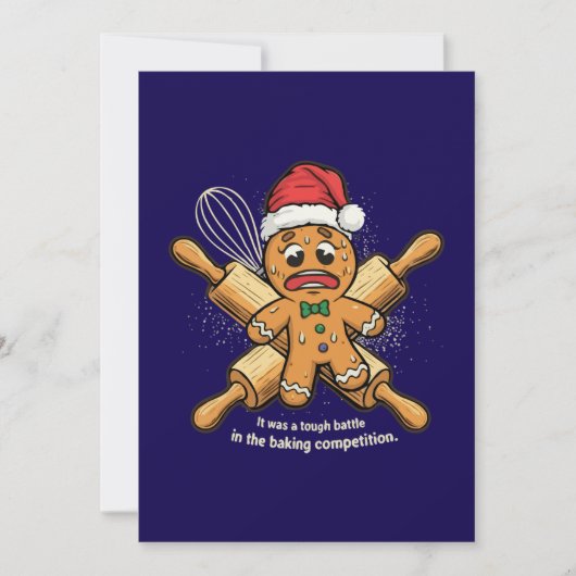 Grappige "Moeilijke strijd" peperkoek man kerstmis Feestdagenkaart (Voorkant)
