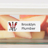 Grappige moersleutel tools humor cartoon gepersona labels (Aangebracht)