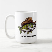 Grappige Mok Bass Vis met een Cowboy Pet (Links)