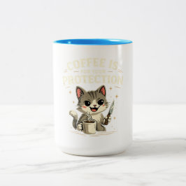 Grappige mok, koffie is voor je bescherming. tweekleurige koffiemok