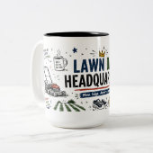 Grappige Mok 'Lawn Dad Headquarters' voor Vader (Voorkant links)