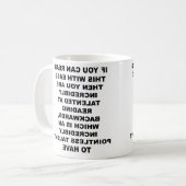 Grappige mok met achterwaartse vaardigheid (Voorkant links)
