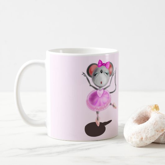 Grappige mok met ballerina muis blij ballet danser (Met donut)