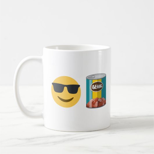 Grappige mok met 'Cool Beans', leuk emoji-humor ca (Links)