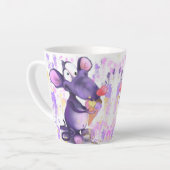 Grappige Mok met Happy Paarse Mouse Eet Ice Cream (Linkerhoek)