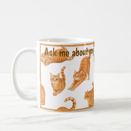Grappige mok met kat van gember (Links)