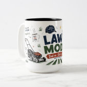 Grappige mok met 'Lawn Mode Dad On Chit Chat Off' (Voorkant links)