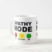 Grappige mok of reismok beker Apathie Modus (Voorkant links)