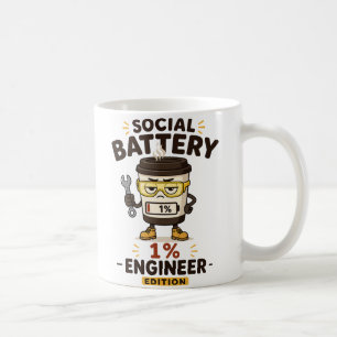 Grappige mok voor ingenieurs met 'Sociaal batterij