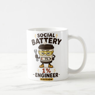 Grappige mok voor ingenieurs met 'Sociaal batterij