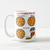 Grappige mok voor pizza snijden (Links)