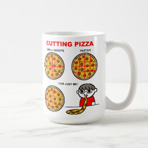 Grappige mok voor pizza snijden