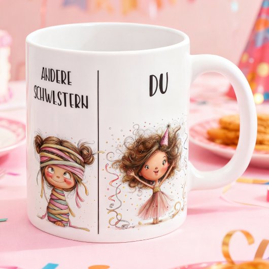 Grappige mok voor zusters in het Duits