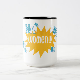 Grappige mok, vrouwen hahaha tweekleurige koffiemok