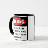 Grappige mok: Waarschuwing! Behoud het niveau van  Mok (Voorkant links)