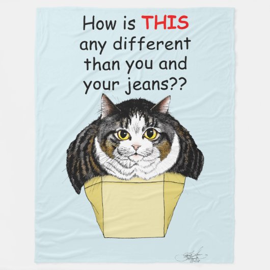 grappige mollige Tabby Cat Box Fleece Deken (Voorkant)