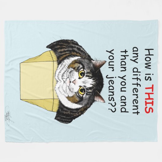 grappige mollige Tabby Cat Box Fleece Deken (Voorkant (Horizontaal))