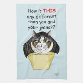 grappige mollige Tabby Cat Box Theedoek (Verticaal)