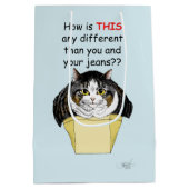 Grappige Mollige Tabby Kat Doos Medium Cadeauzakje (Achterkant)