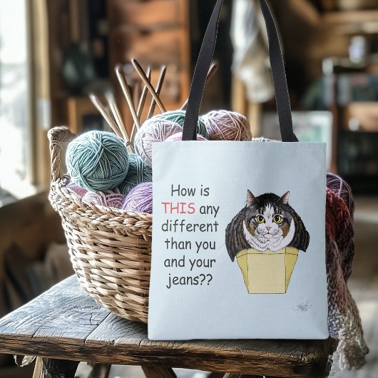Grappige Mollige Tabbykat Doos Tote Bag