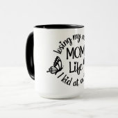 Grappige MOM Life Mok met Vlinderontwerp (Voorkant links)