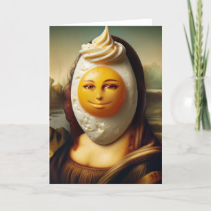 Grappige Mona en een gelukkig ei op haar gezicht Kaart