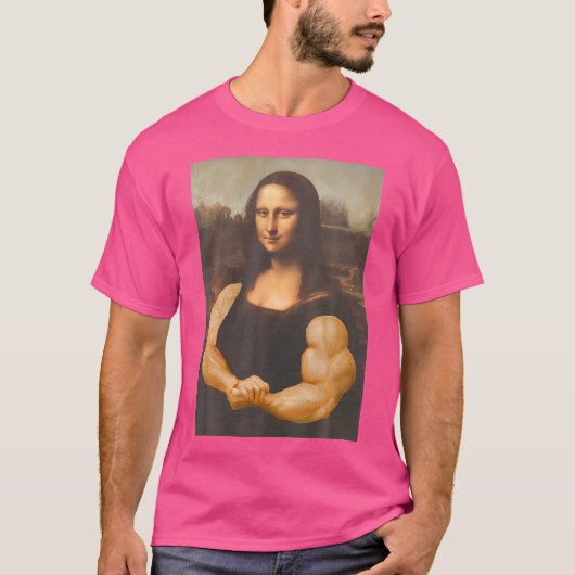 Grappige Mona Lisa Bodybuilding T-shirt (Voorkant)
