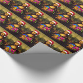 Grappige Mona Lisa de Kerstman Weinig Helper Cadeaupapier (Hoek)