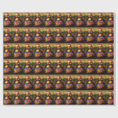 Grappige Mona Lisa de Kerstman Weinig Helper Cadeaupapier (Vlak)
