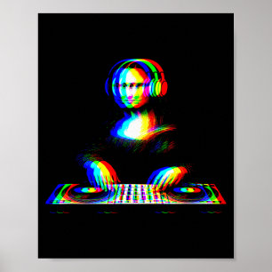 Grappige Mona Lisa Dj Varwave Techno Rave Edm Muzi Poster