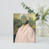 Grappige Mona Lisa doet huidverzorging dragen een  Briefkaart (Staand voorkant)