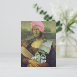Grappige Mona Lisa doet huidverzorging Leonardo da Briefkaart