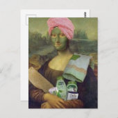 Grappige Mona Lisa doet huidverzorging Leonardo da Briefkaart (Voorkant / Achterkant)