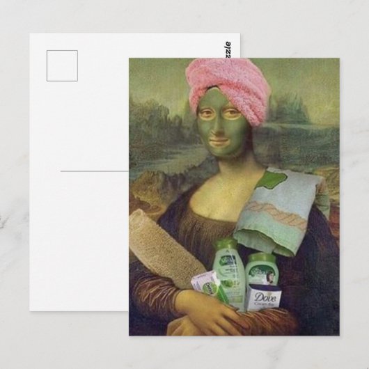Grappige Mona Lisa doet huidverzorging Leonardo da Briefkaart (Voorkant / Achterkant)