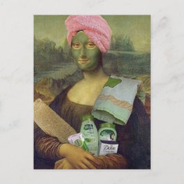 Grappige Mona Lisa doet huidverzorging Leonardo da Briefkaart