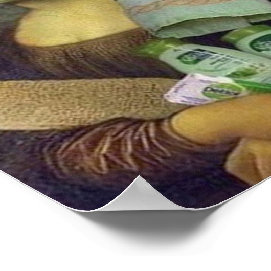 Grappige Mona Lisa doet huidverzorging Leonardo da Poster (Hoek)