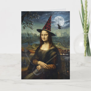 Grappige Mona Lisa Halloween kaart