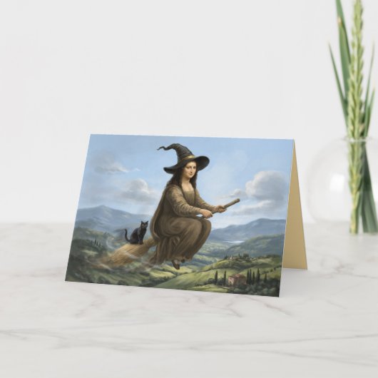 Grappige Mona Lisa Heks Halloween Kaart (Voorkant)
