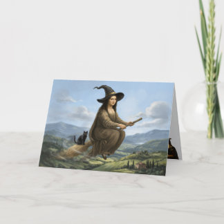 Grappige Mona Lisa Heks Halloween Kaart