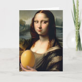 Grappige Mona Lisa houdt een ei dooier Kaart (Voorkant)