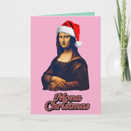 Grappige Mona Lisa Kerstkaart Feestdagen Kaart (Voorkant)