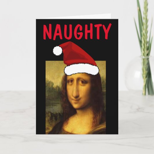 Grappige Mona lisa kerstkaarten, stout & lief Feestdagen Kaart (Voorkant)