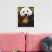 Grappige Mona Lisa Maltese Hond Stretched Canvas P (Insitu (Woonkamer))