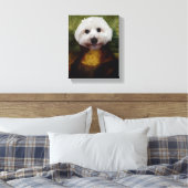 Grappige Mona Lisa Maltese Hond Stretched Canvas P (Insitu (Slaapkamer))