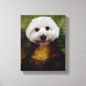 Grappige Mona Lisa Maltese Hond Stretched Canvas P Afdruk (Voorkant)