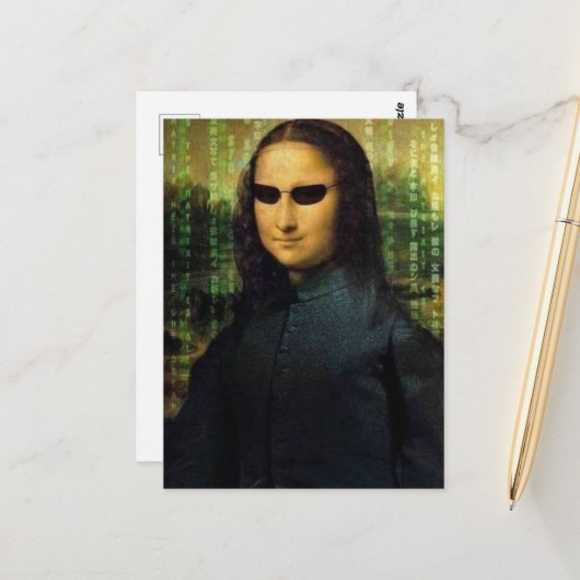 Grappige Mona Lisa matrix Leonardo da Vinci Briefkaart (Voorkant / Achterkant in situ)