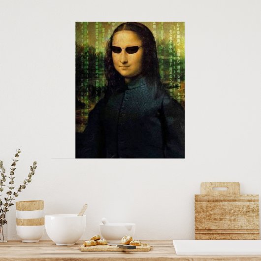 Grappige Mona Lisa matrix Leonardo da Vinci Poster (Keuken)