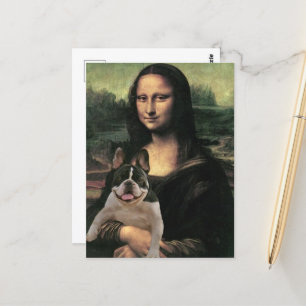 Grappige Mona Lisa met een hond Briefkaart