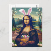 Grappige Mona Lisa Paashaas Briefkaart (Voorkant / Achterkant)