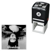 Grappige Mona Lisa Parodie Kunst & Meneer, Bean Zelfinktende Stempel (In situ)